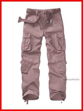 Cargo Pants Cotton Combat Work Pants 9 Pockets Adjustable Waist